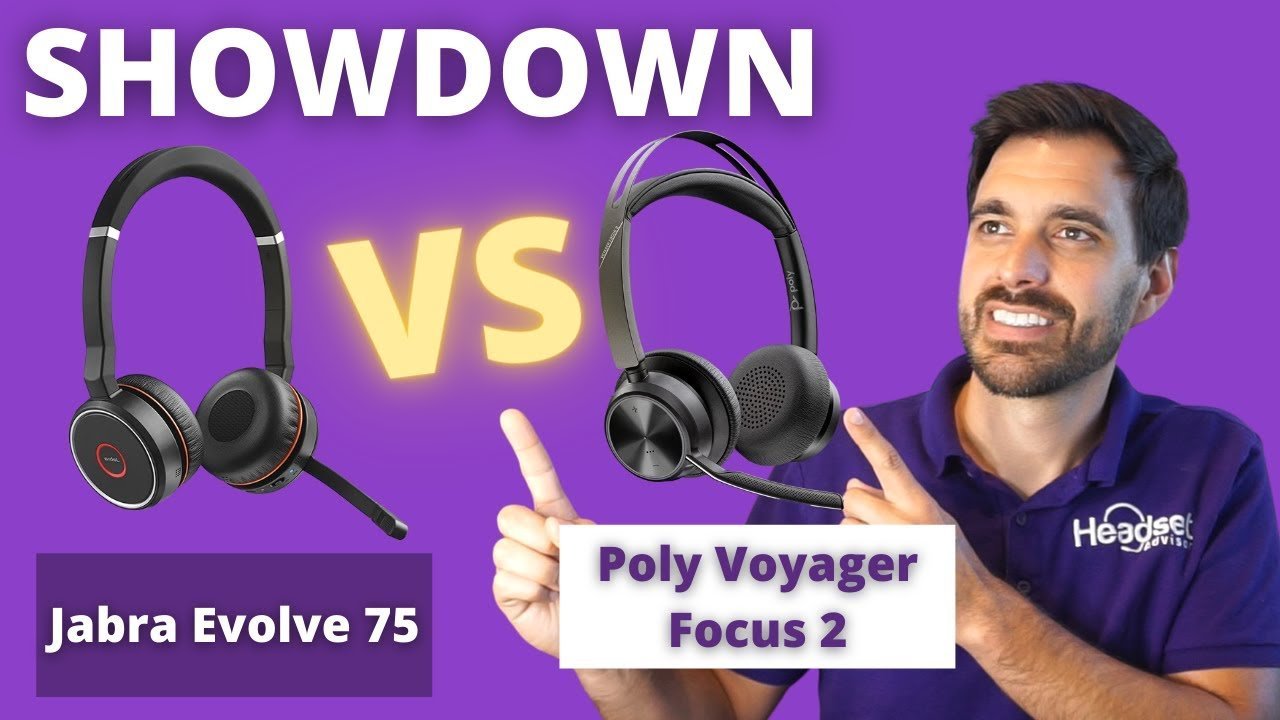 Jabra Evolve 75 Vs. Poly Voyager Focus 2 UC - Live Mic, Speaker & Range Test VIDEO - Headset Advisor