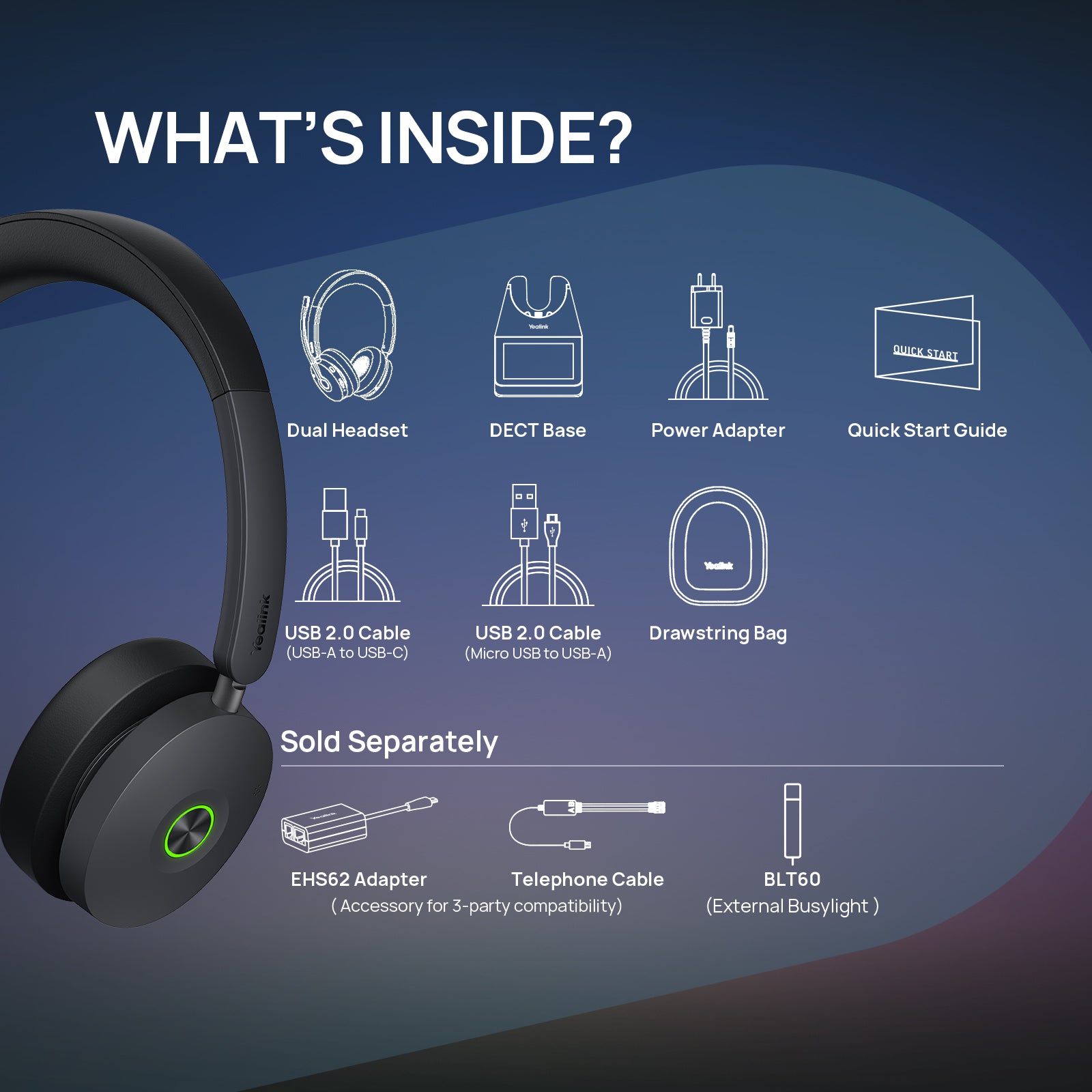 Yealink HA68 Pro Wireless DECT Headset with Touchscreen Base (Coming End of August)