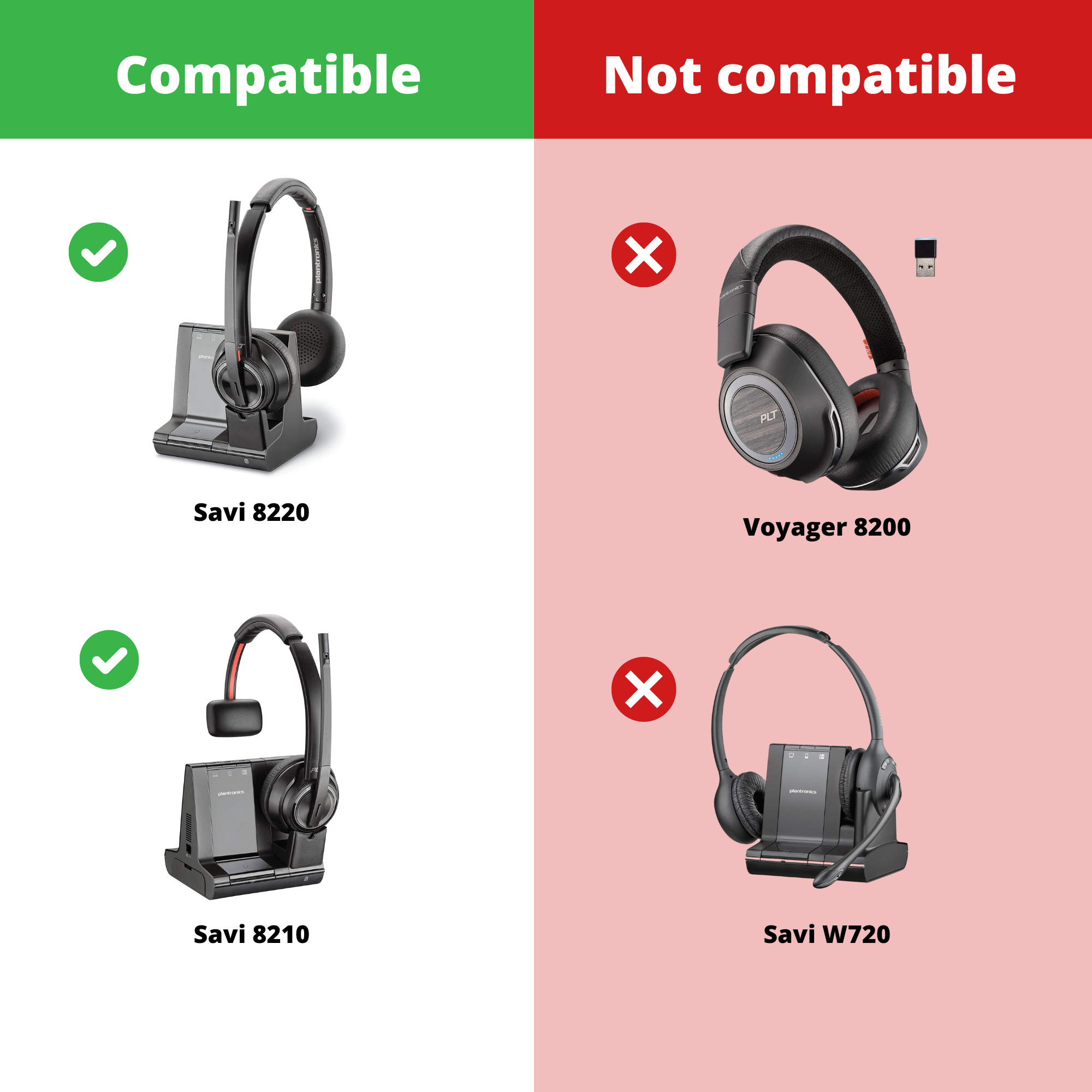 Compatible Ear Cushions For Poly Savi 8200- 2 Ear Cushions Included