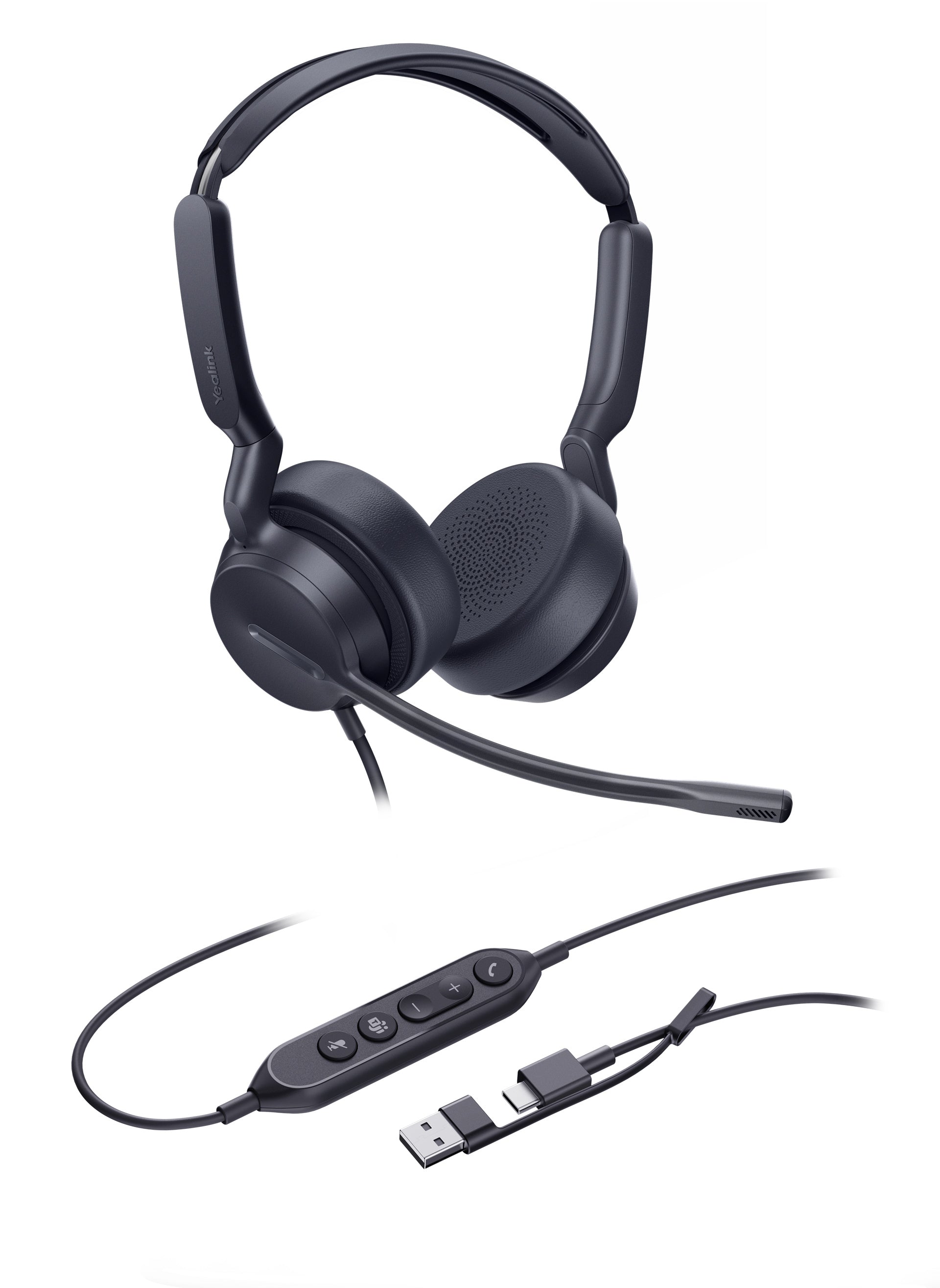 Yealink UH42 Wired USB A/C Computer Headset With Inline Controller