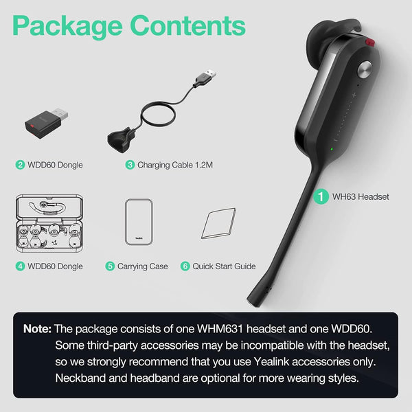 Yealink WH63 Portable Wireless DECT Headset