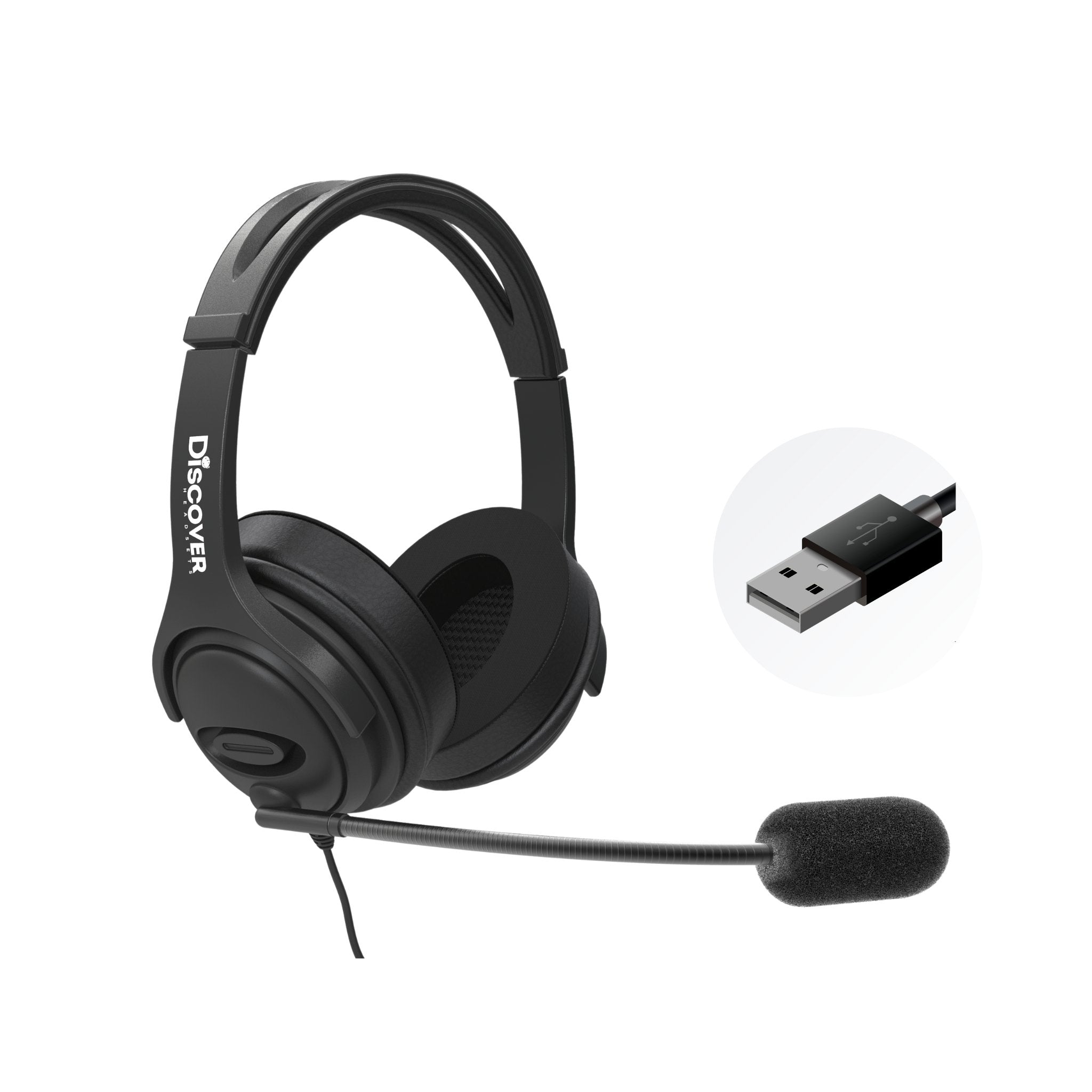 Discover D722U Over-Ear Noise Cancelling USB Wired Headset For Computer (Boomstick) - Headset Advisor