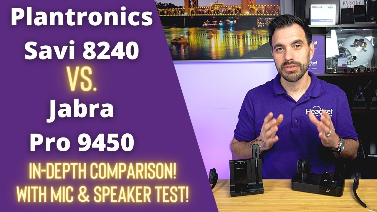 Plantronics Savi 8240 Vs. Jabra Pro 9450 In Depth Comparison +Microphone & Speaker Test Video - Headset Advisor