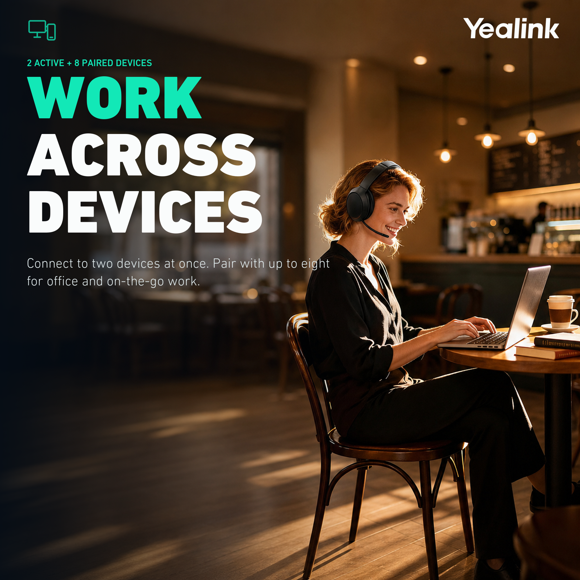 Yealink BH78 Wireless Bluetooth Headset with ANC & Charge stand - item 1208731