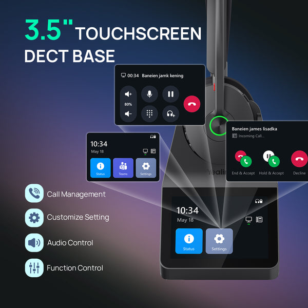 Yealink HA68 Pro Wireless DECT Headset with Touchscreen Base (Coming End of August)