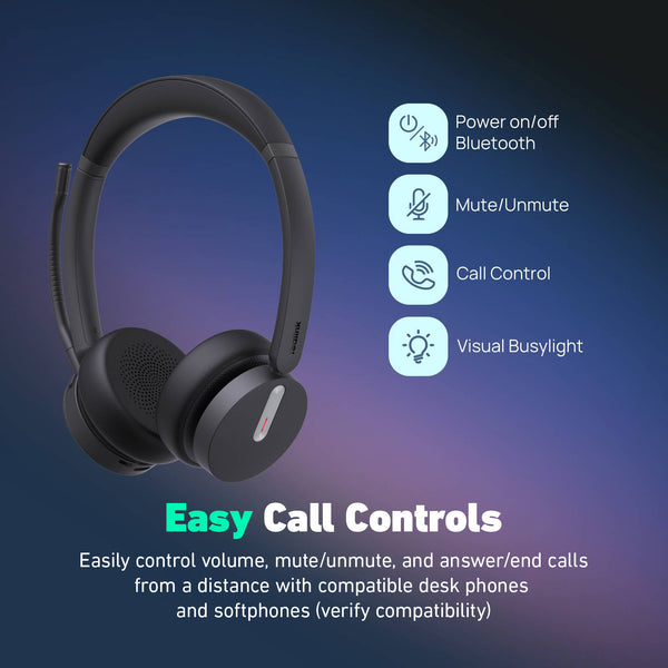 Yealink HA64 Pro Wireless DECT & Bluetooth Headset with Touch Screen for Office, Home, Desk Phone, Computer, Smartphone