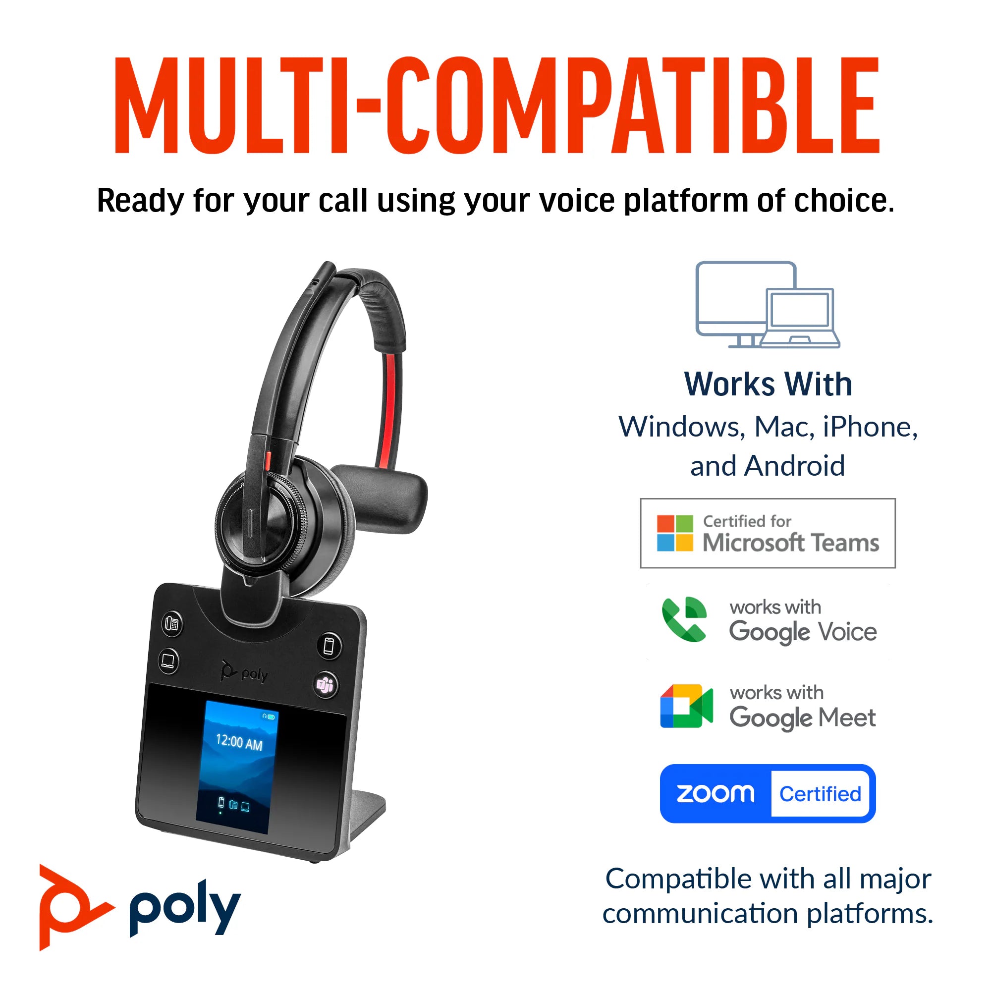 Poly Savi 8410 Office DECT Headset Phone Mobile PC Connectivity