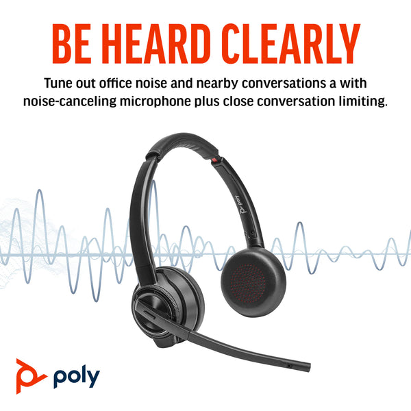 Poly Savi 8420: Long Range Wireless DECT Headset with Noise Cancelling