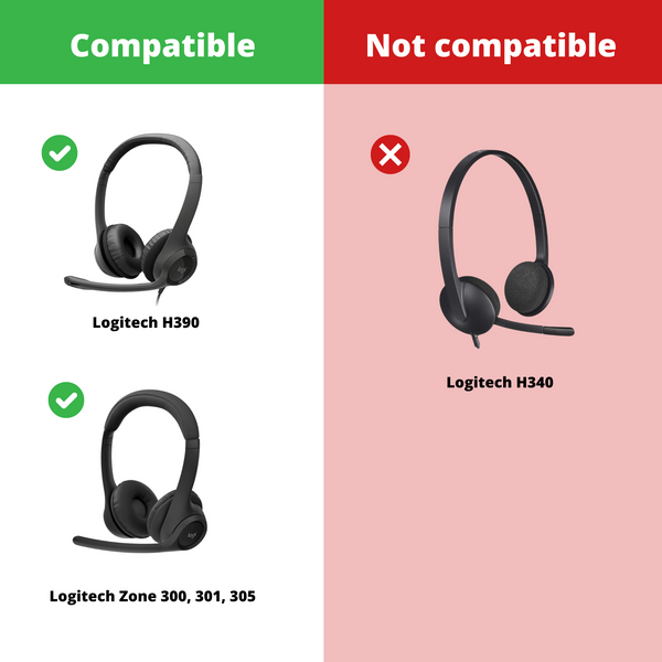 Earpad Cushions For Logitech H390, Zone 300, 301 and 305