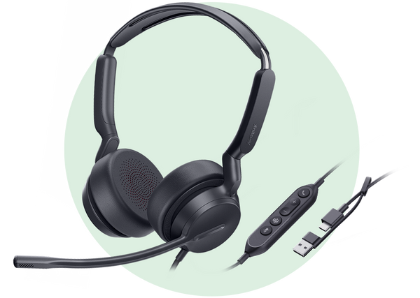Yealink UH42 Wired USB A/C Computer Headset With Inline Controller