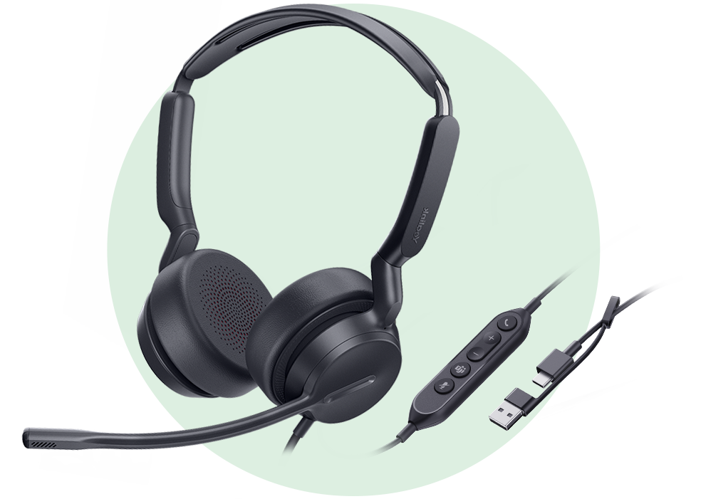 Yealink UH42 Wired USB A/C Computer Headset With Inline Controller