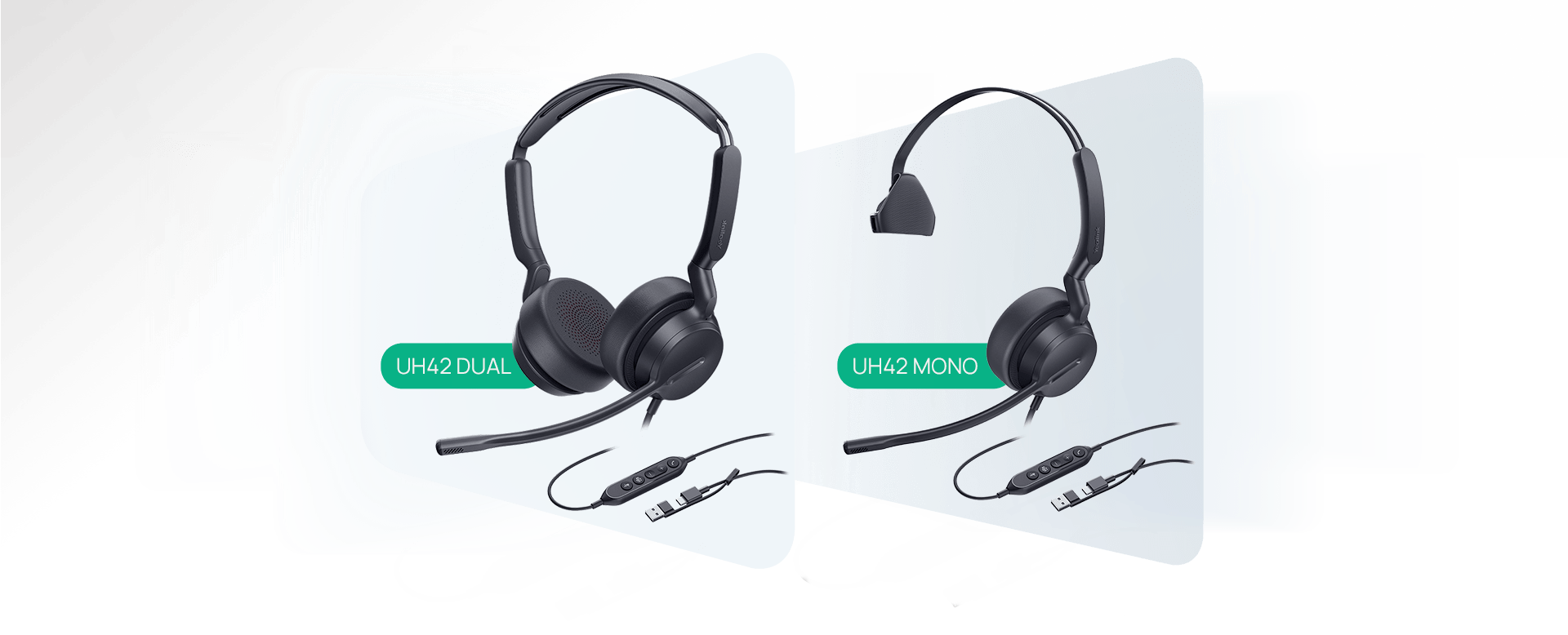 Yealink UH42 Wired USB A/C Computer Headset With Inline Controller
