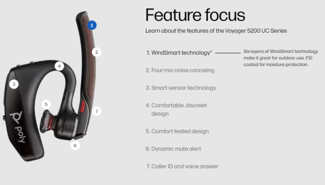 Poly Voyager 5200 UC Bluetooth Headset -  7K2F3AA