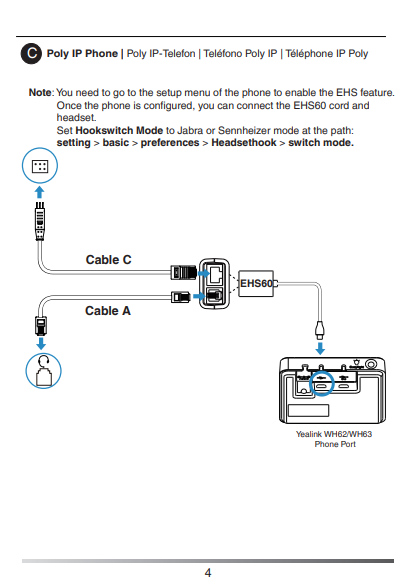 Yealink EHS60 Adapter for Avaya, Cisco, Poly, Grandstream - 1308019