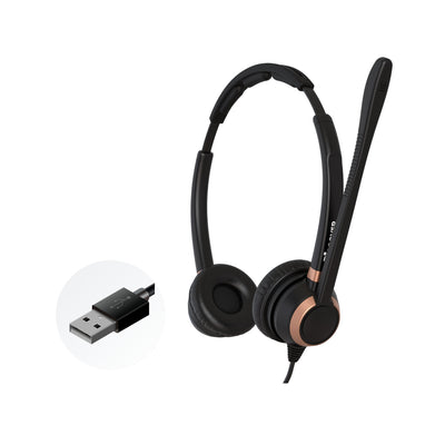 Discover D712U Pro Audio USB Wired Headset For Work (Dual Speakers)