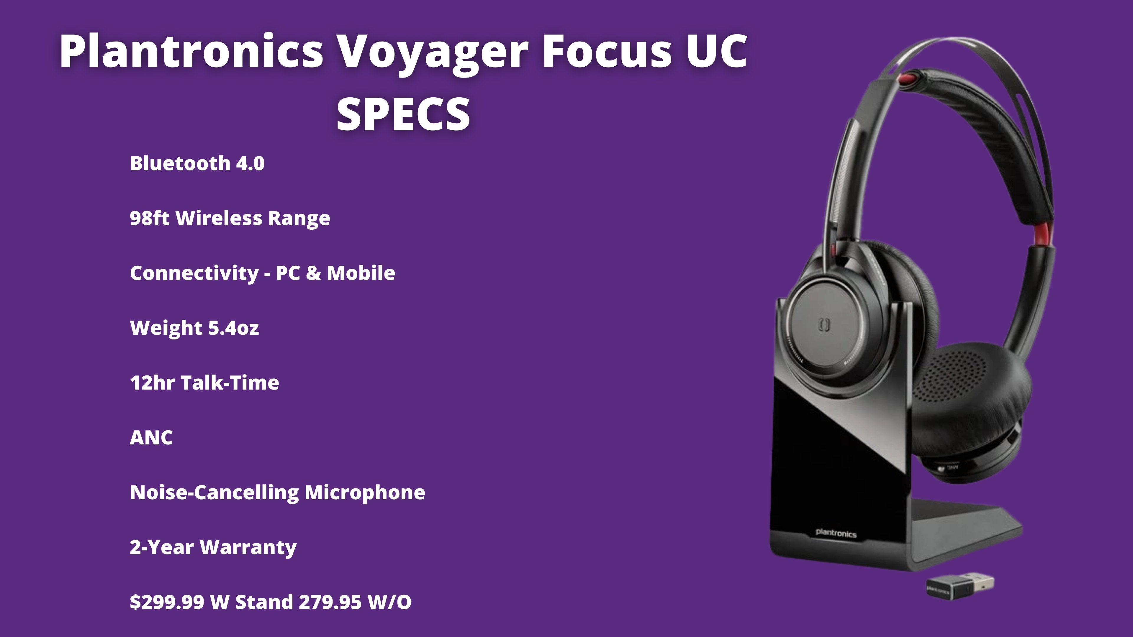 Plantronics Voyager Headset Focus UC Speaker ANC With - Wireless Dual
