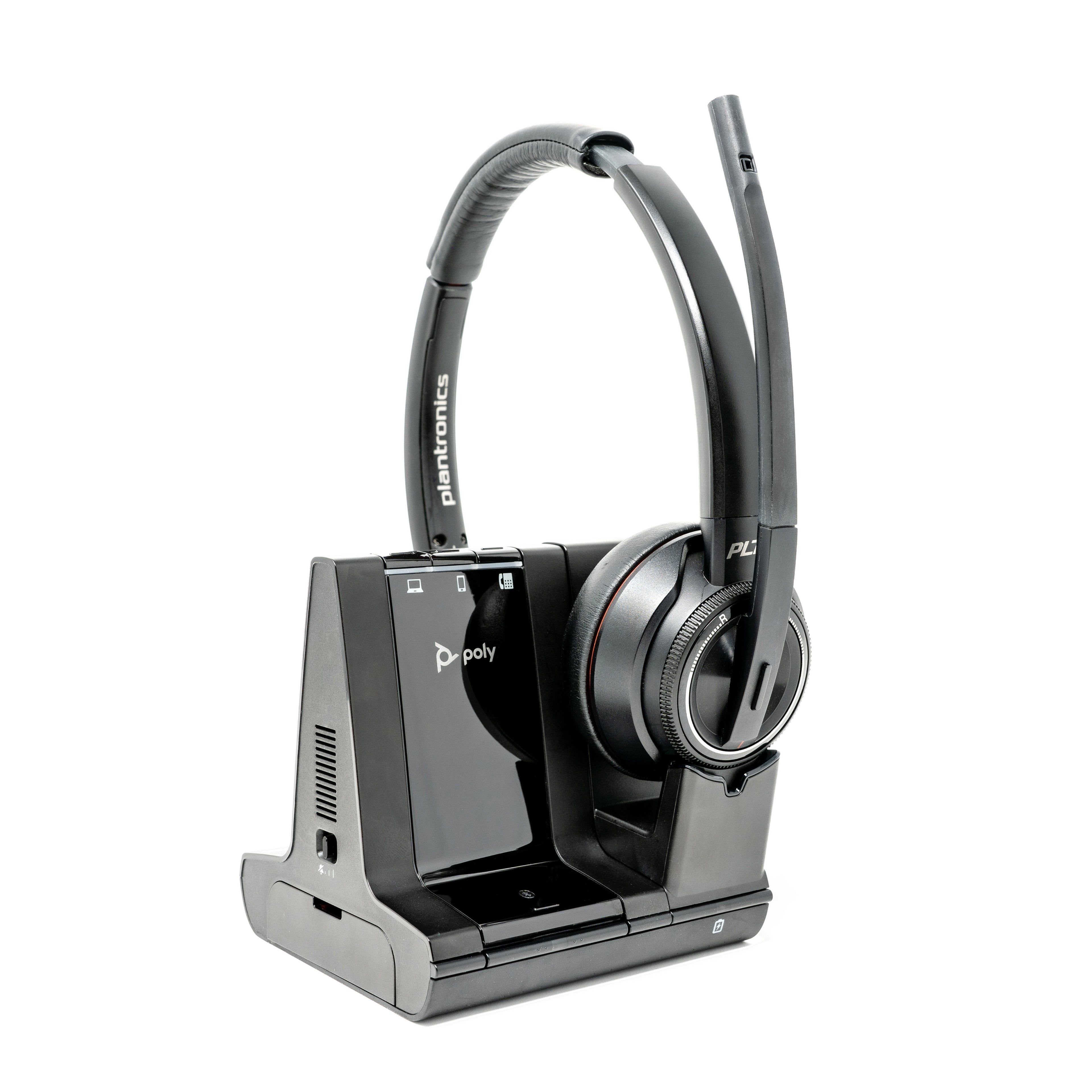 Poly (Plantronics) Savi 8220 Dual Speaker Wireless Office Headset System for Desk Phone, Mobile and Computer - Headset Advisor