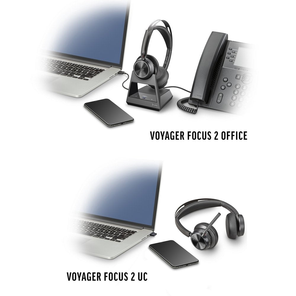 Poly Voyager With Wireless UC Headset 2 ANC Focus