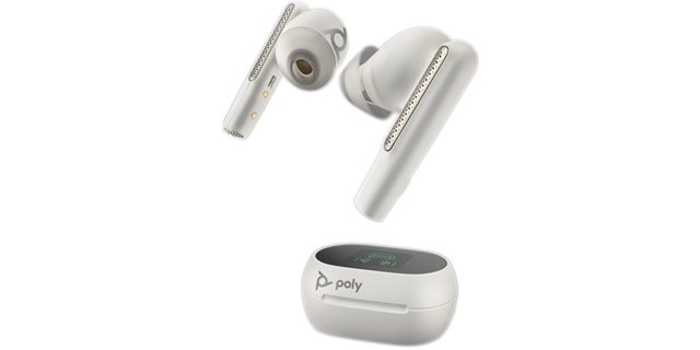 Poly Voyager Free 60 True Wireless Earbuds - White Sand - Headset Advisor