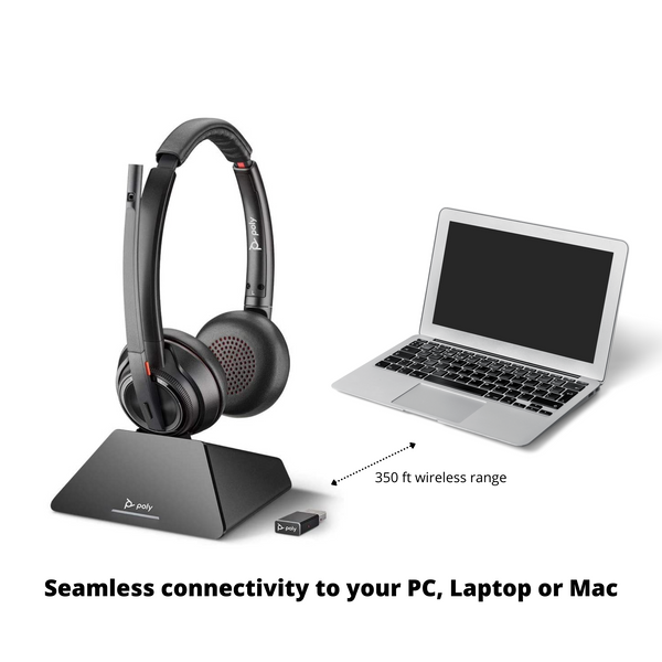 Poly Savi 8220 UC Dual Speaker Wireless Headset System For Computer - 7S4B5AA#ABA