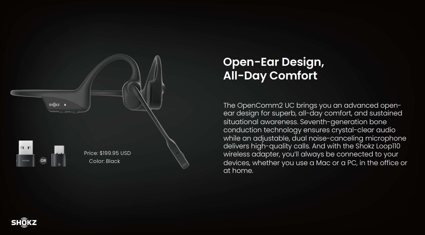 OpenComm2 UC Bone Conduction Headset - Best for Work
