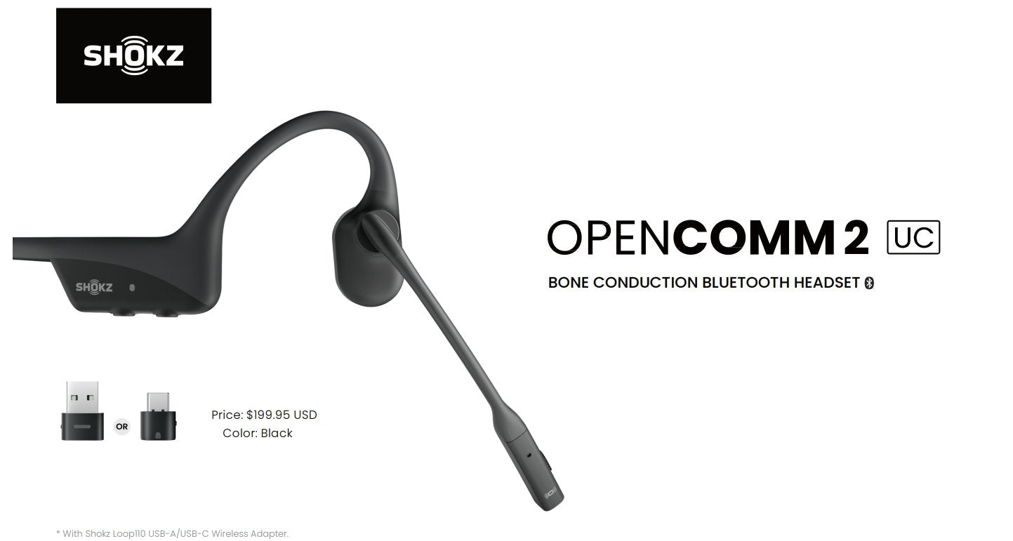 Shokz Opencomm2 UC Stereo Bone Conduction Bluetooth Wireless Headset