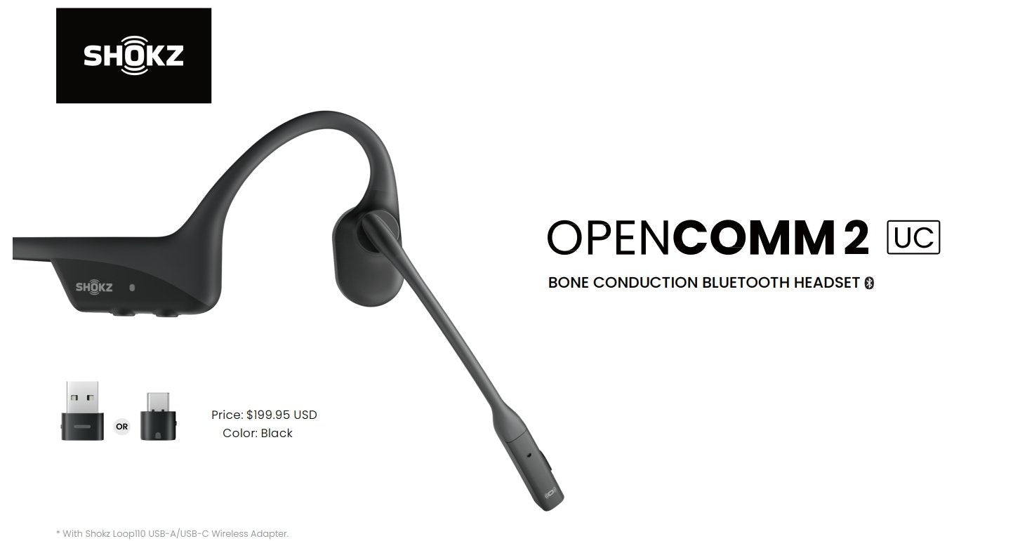 OpenComm2 UC Casque stéréo Bluetooth à conduction osseuse - Shokz
